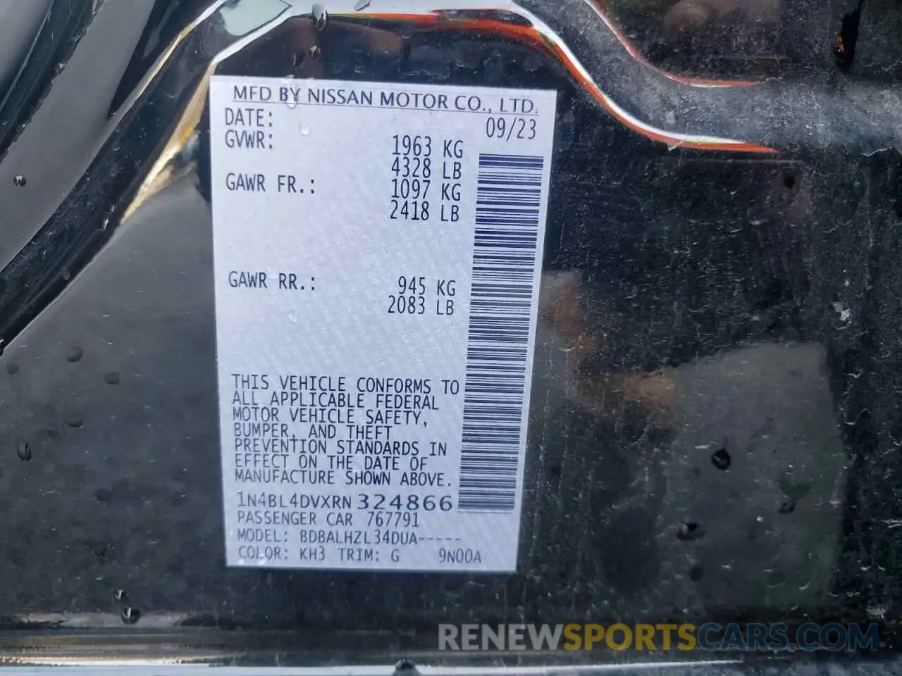 12 Photograph of a damaged car 1N4BL4DVXRN324866 NISSAN ALTIMA 2024