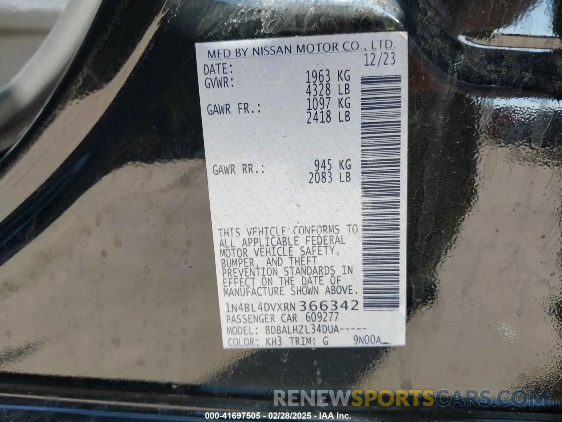 9 Photograph of a damaged car 1N4BL4DVXRN366342 NISSAN ALTIMA 2024