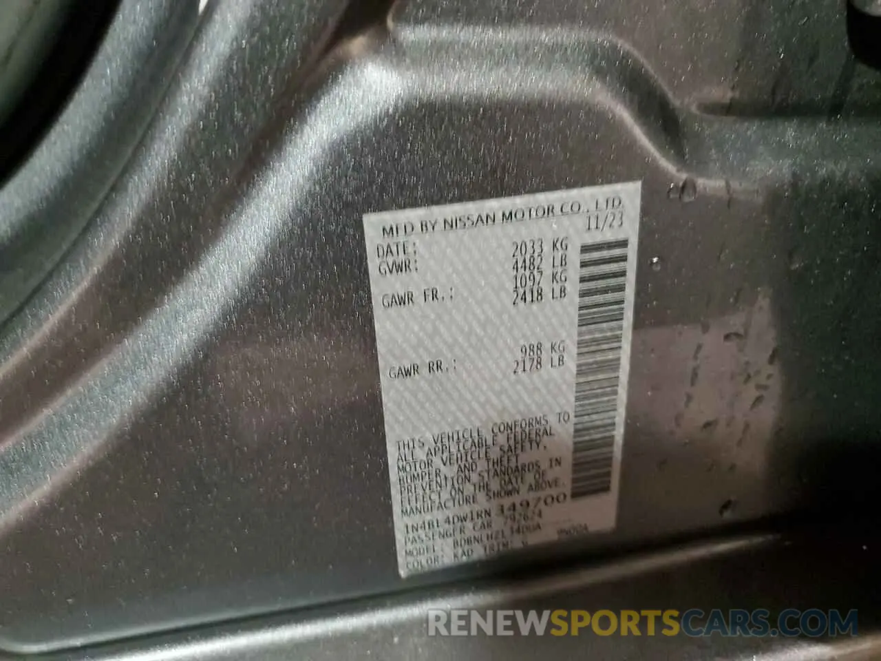 13 Photograph of a damaged car 1N4BL4DW1RN349700 NISSAN ALTIMA 2024