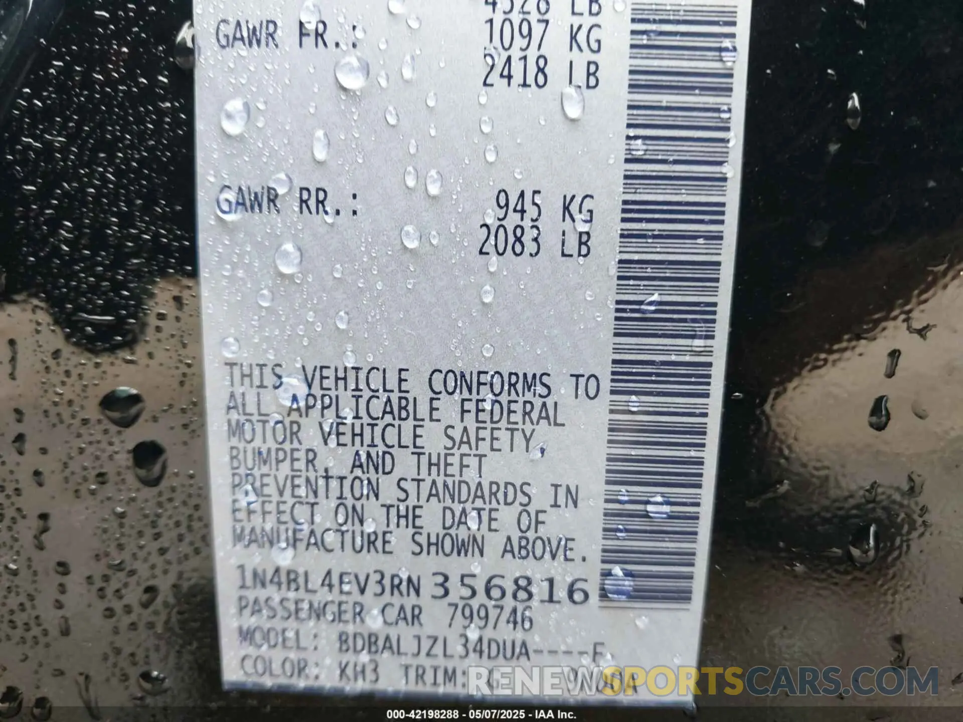 9 Photograph of a damaged car 1N4BL4EV3RN356816 NISSAN ALTIMA 2024