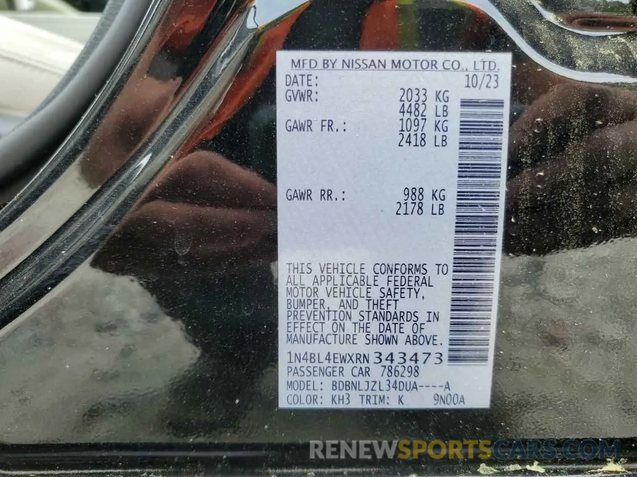 14 Photograph of a damaged car 1N4BL4EWXRN343473 NISSAN ALTIMA 2024