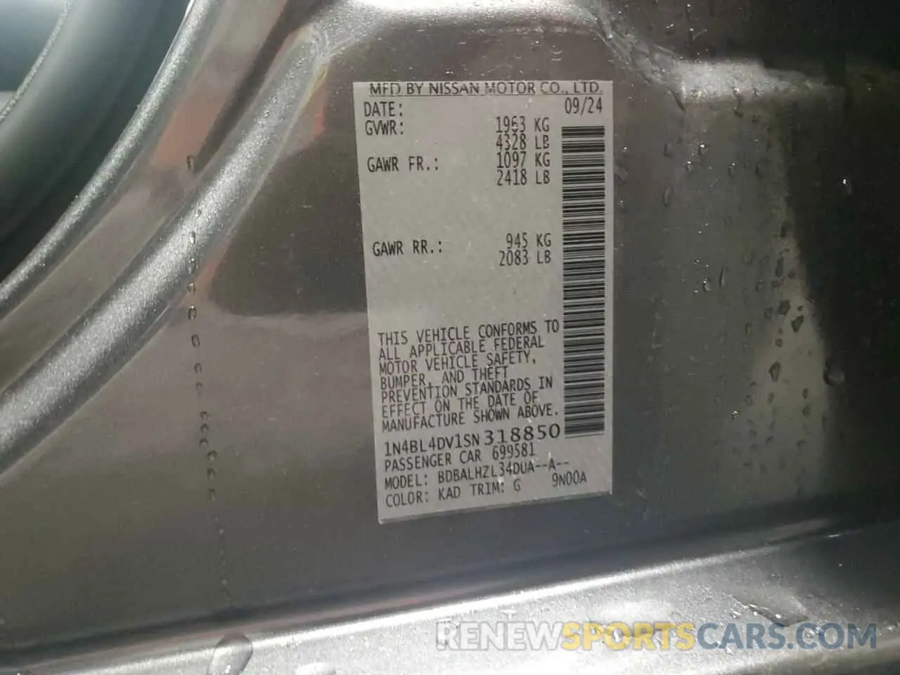 12 Photograph of a damaged car 1N4BL4DV1SN318850 NISSAN ALTIMA 2025