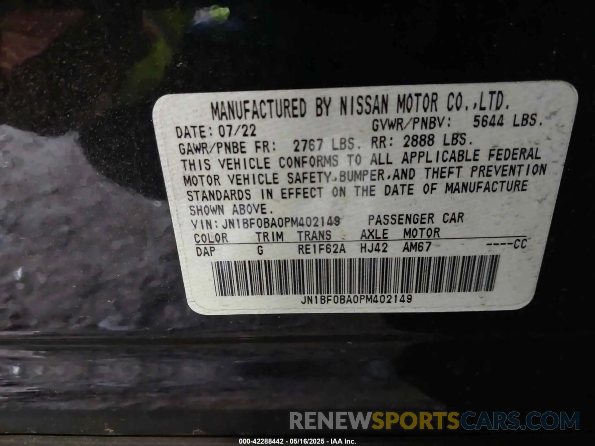 9 Photograph of a damaged car JN1BF0BA0PM402149 NISSAN ARIYA 2023
