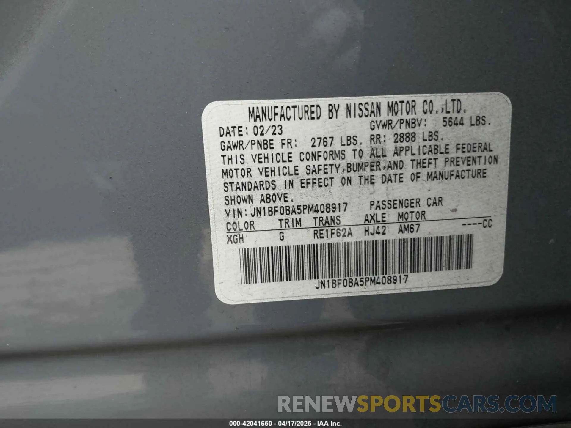 9 Photograph of a damaged car JN1BF0BA5PM408917 NISSAN ARIYA 2023