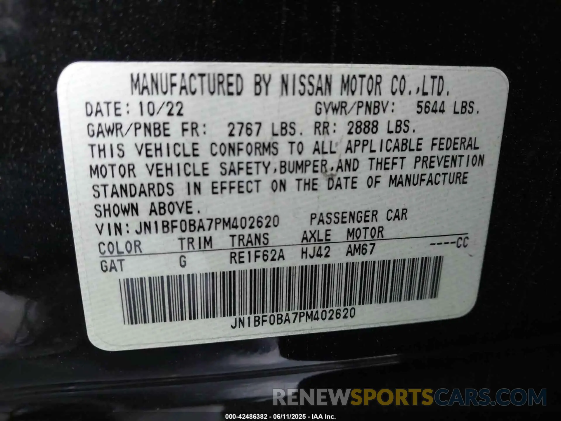 9 Photograph of a damaged car JN1BF0BA7PM402620 NISSAN ARIYA 2023