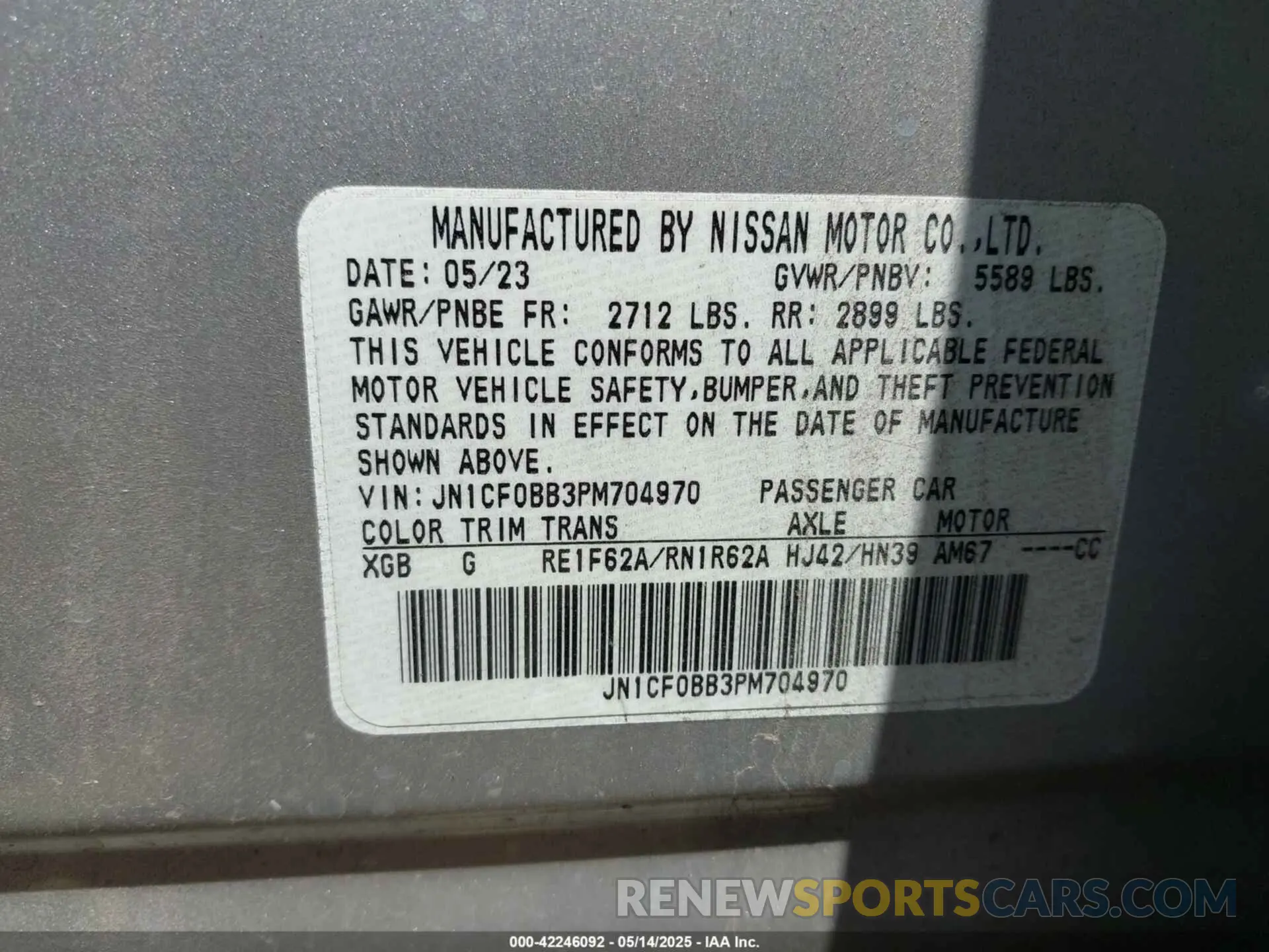 9 Photograph of a damaged car JN1CF0BB3PM704970 NISSAN ARIYA 2023
