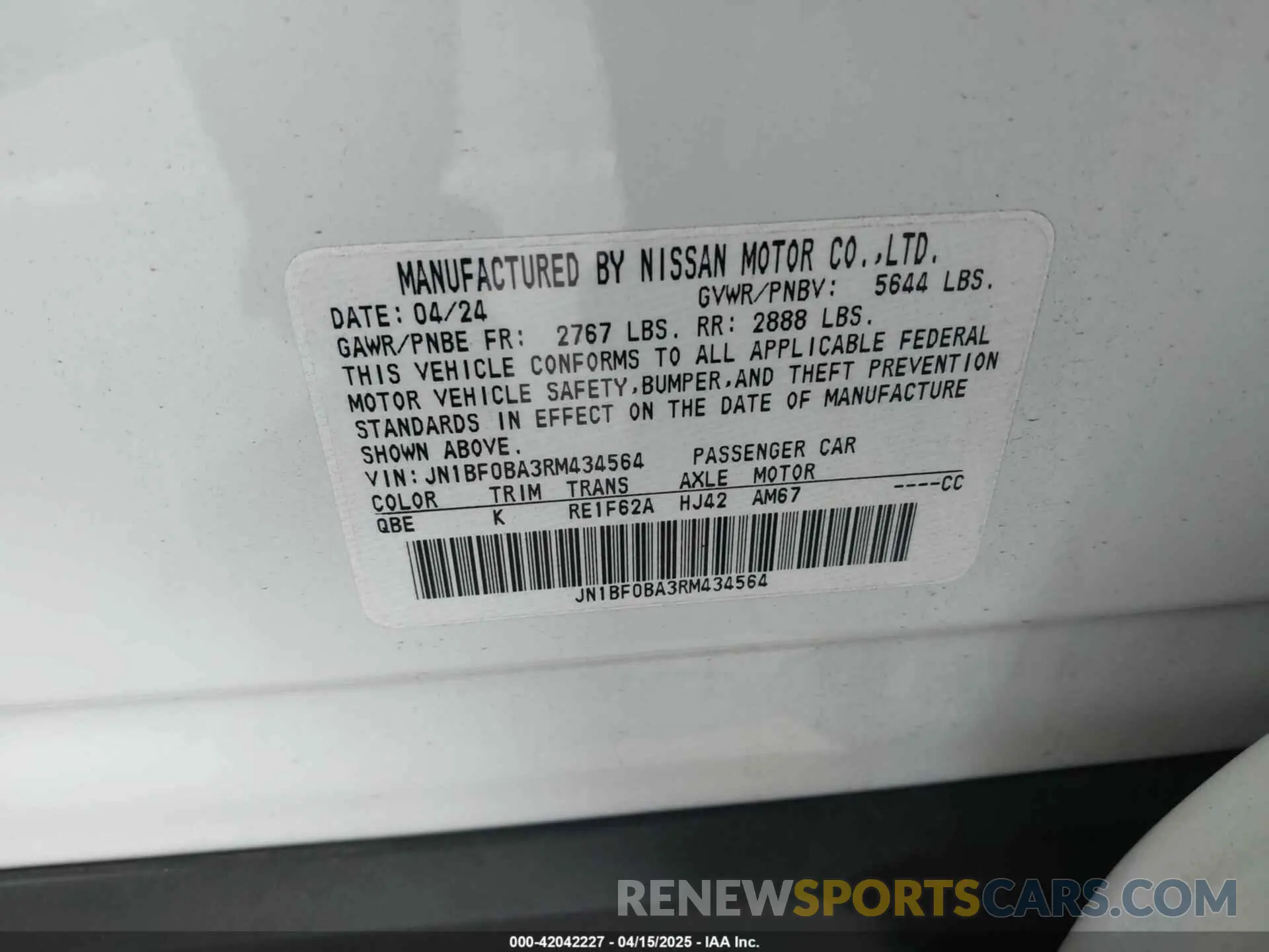 9 Photograph of a damaged car JN1BF0BA3RM434564 NISSAN ARIYA 2024