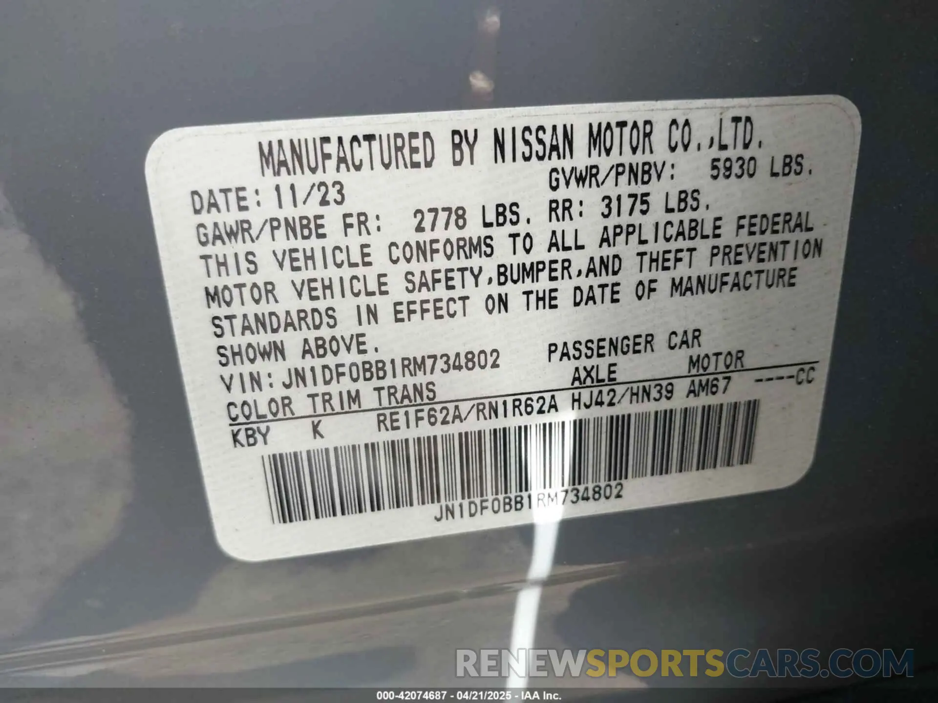 9 Photograph of a damaged car JN1DF0BB1RM734802 NISSAN ARIYA 2024