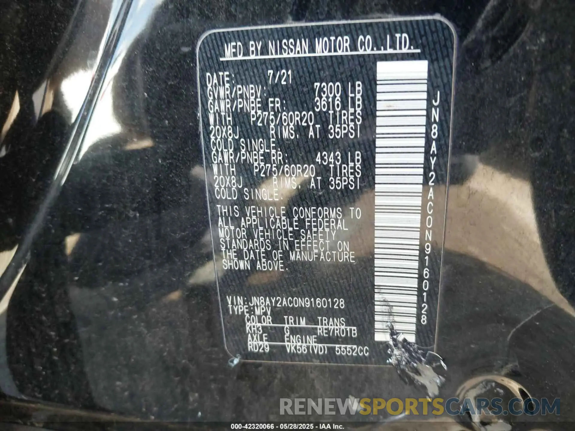9 Photograph of a damaged car JN8AY2AC0N9160128 NISSAN ARMADA 2022