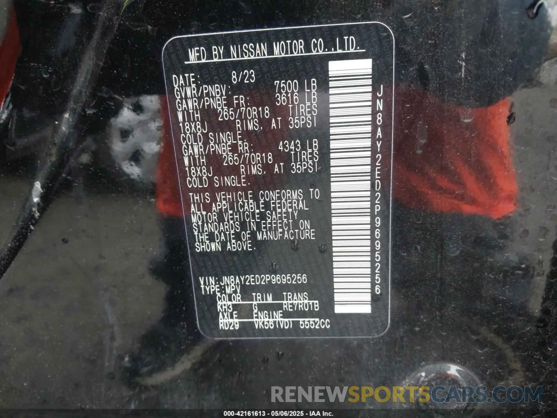 9 Photograph of a damaged car JN8AY2ED2P9695256 NISSAN ARMADA 2023