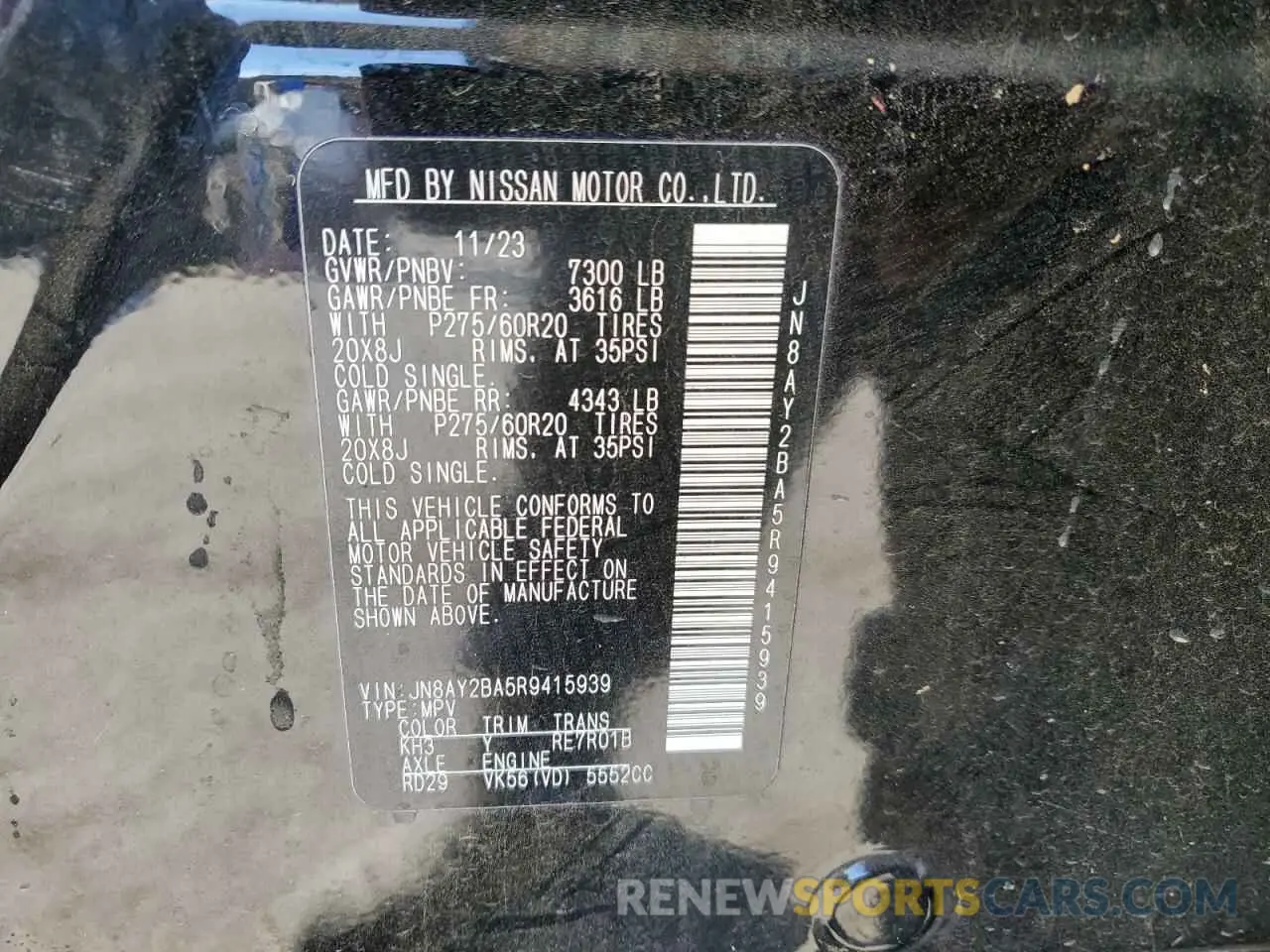 14 Photograph of a damaged car JN8AY2BA5R9415939 NISSAN ARMADA 2024