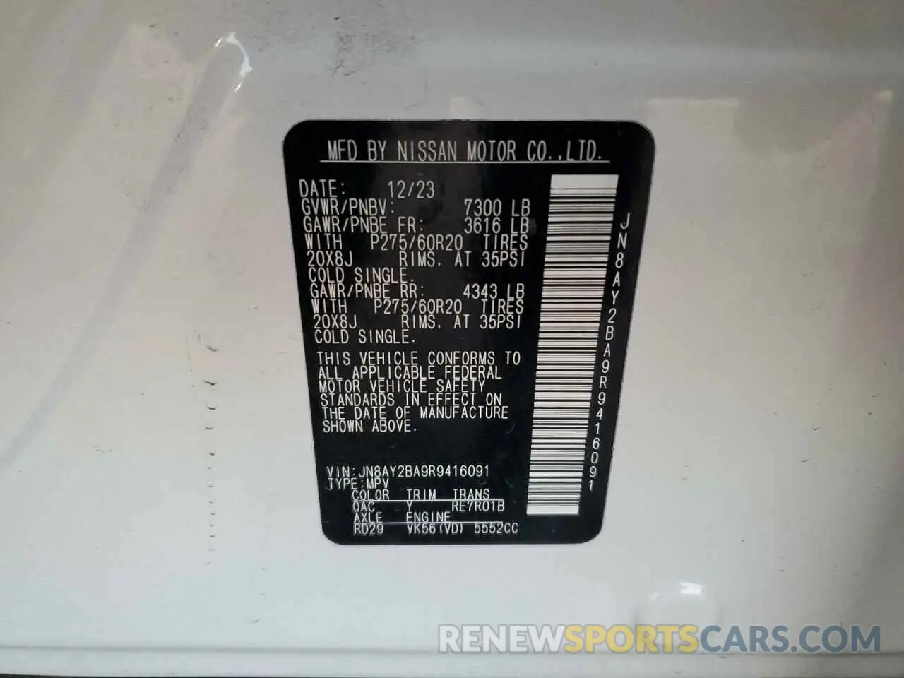 14 Photograph of a damaged car JN8AY2BA9R9416091 NISSAN ARMADA 2024