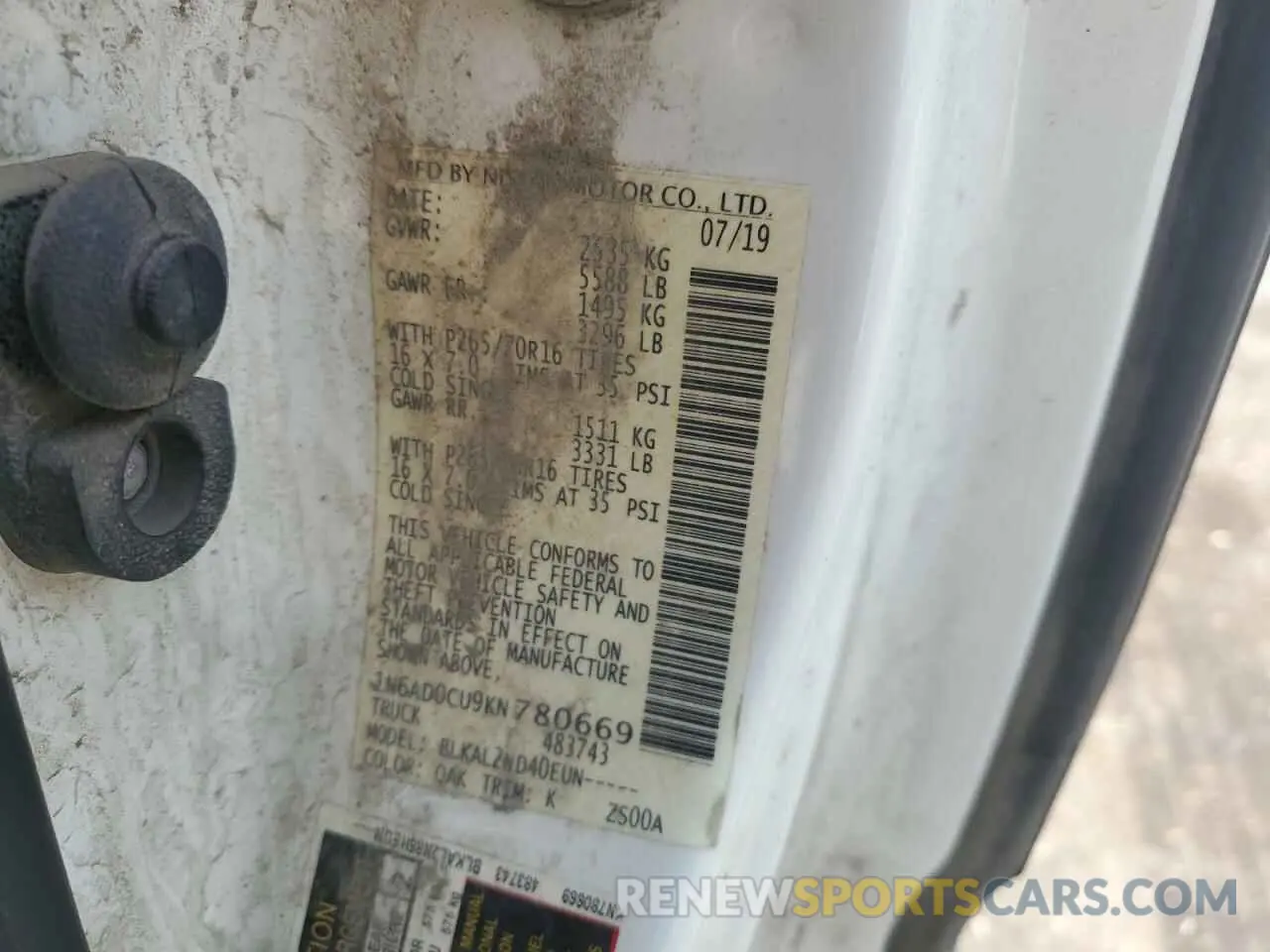 12 Photograph of a damaged car 1N6AD0CU9KN780669 NISSAN FRONTIER 2019