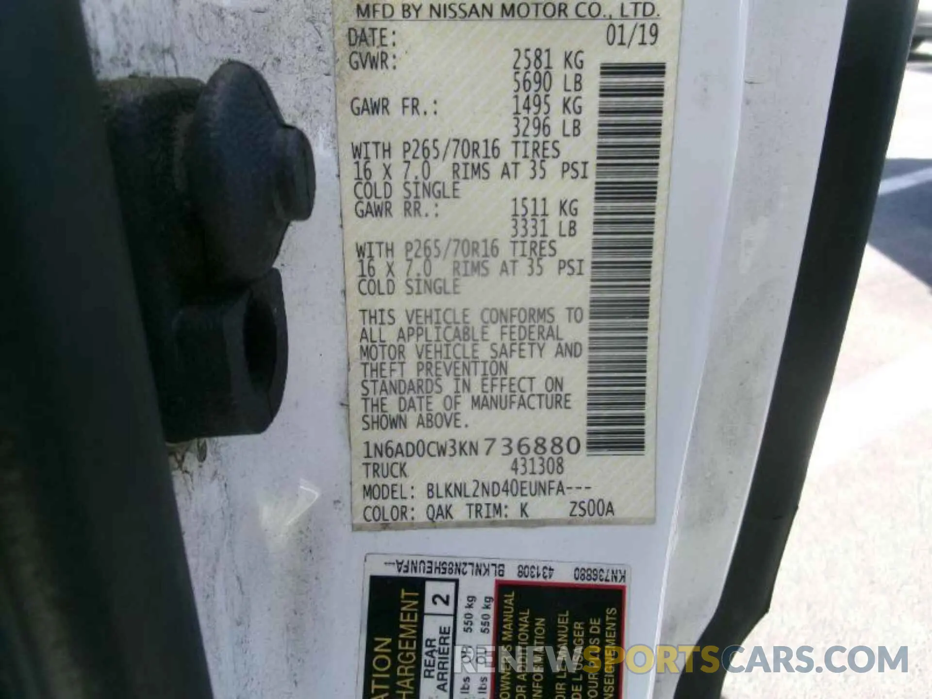 12 Photograph of a damaged car 1N6AD0CW3KN736880 NISSAN FRONTIER 2019