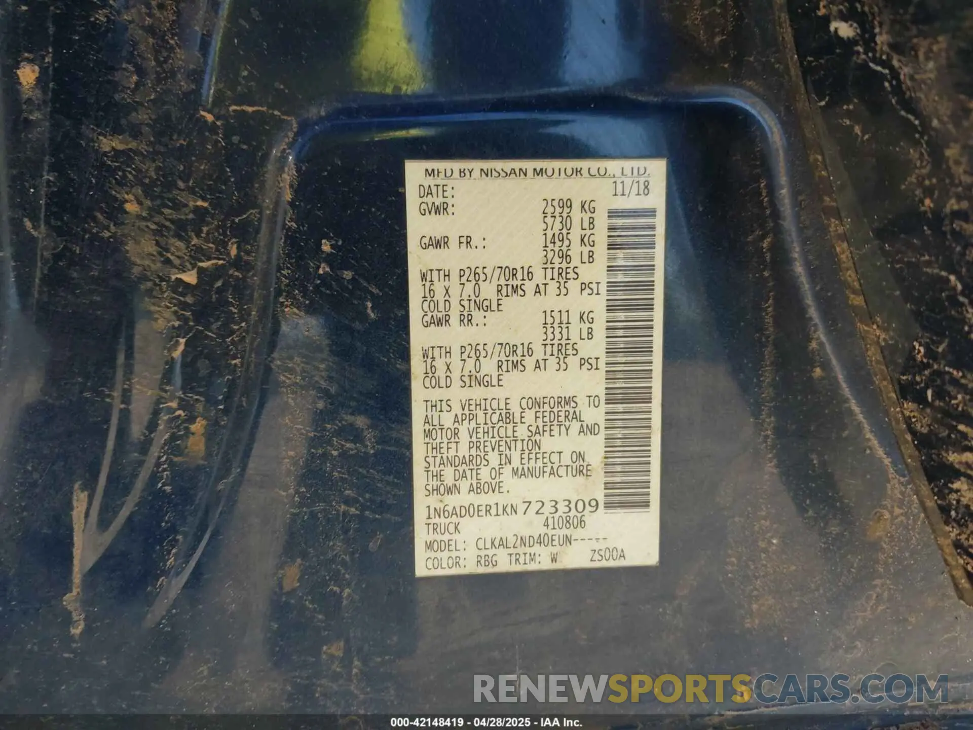 9 Photograph of a damaged car 1N6AD0ER1KN723309 NISSAN FRONTIER 2019