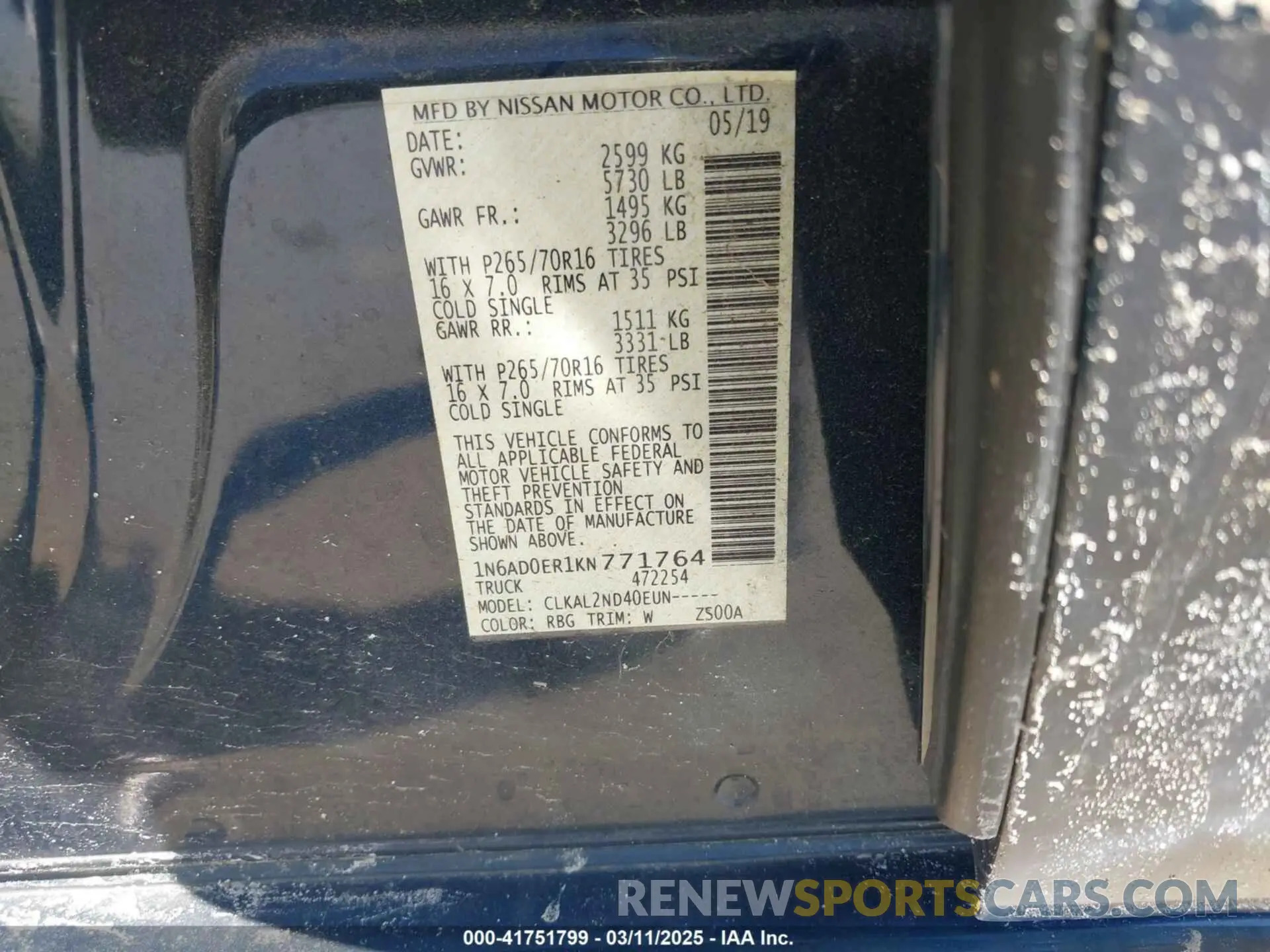 9 Photograph of a damaged car 1N6AD0ER1KN771764 NISSAN FRONTIER 2019