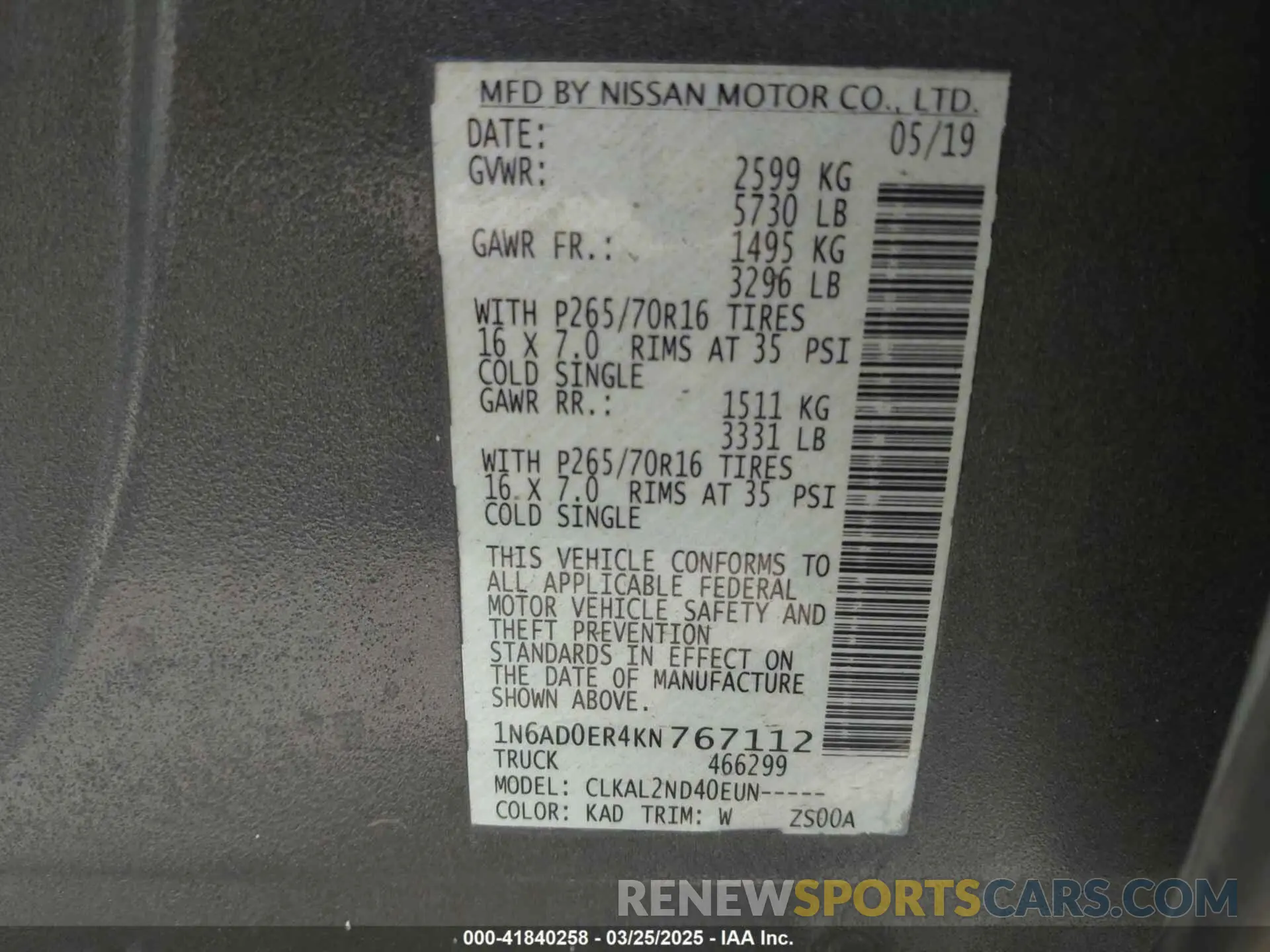 9 Photograph of a damaged car 1N6AD0ER4KN767112 NISSAN FRONTIER 2019