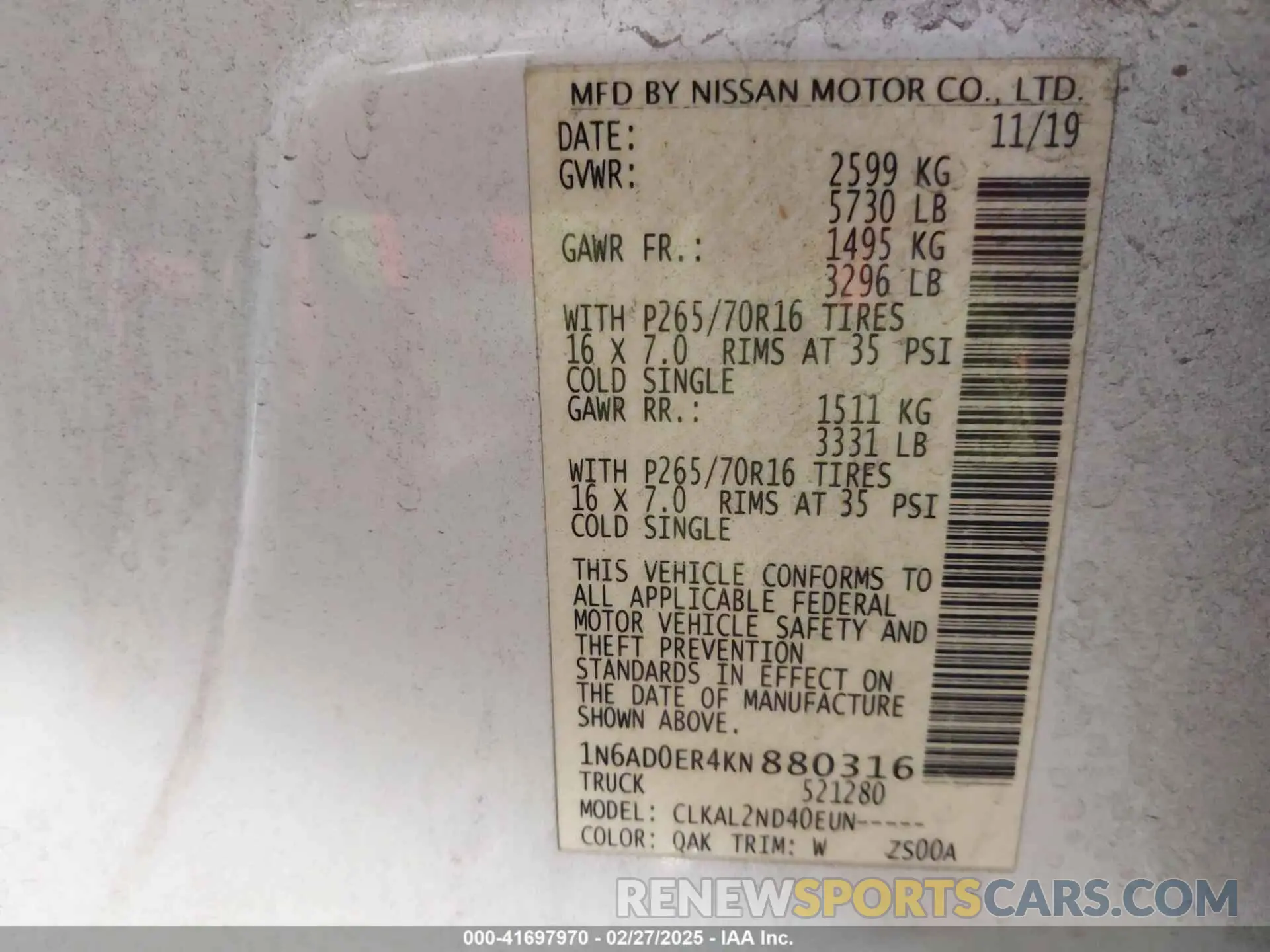 9 Photograph of a damaged car 1N6AD0ER4KN880316 NISSAN FRONTIER 2019