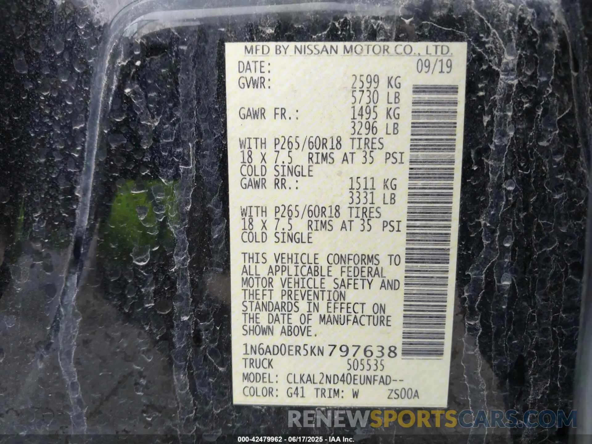 9 Photograph of a damaged car 1N6AD0ER5KN797638 NISSAN FRONTIER 2019