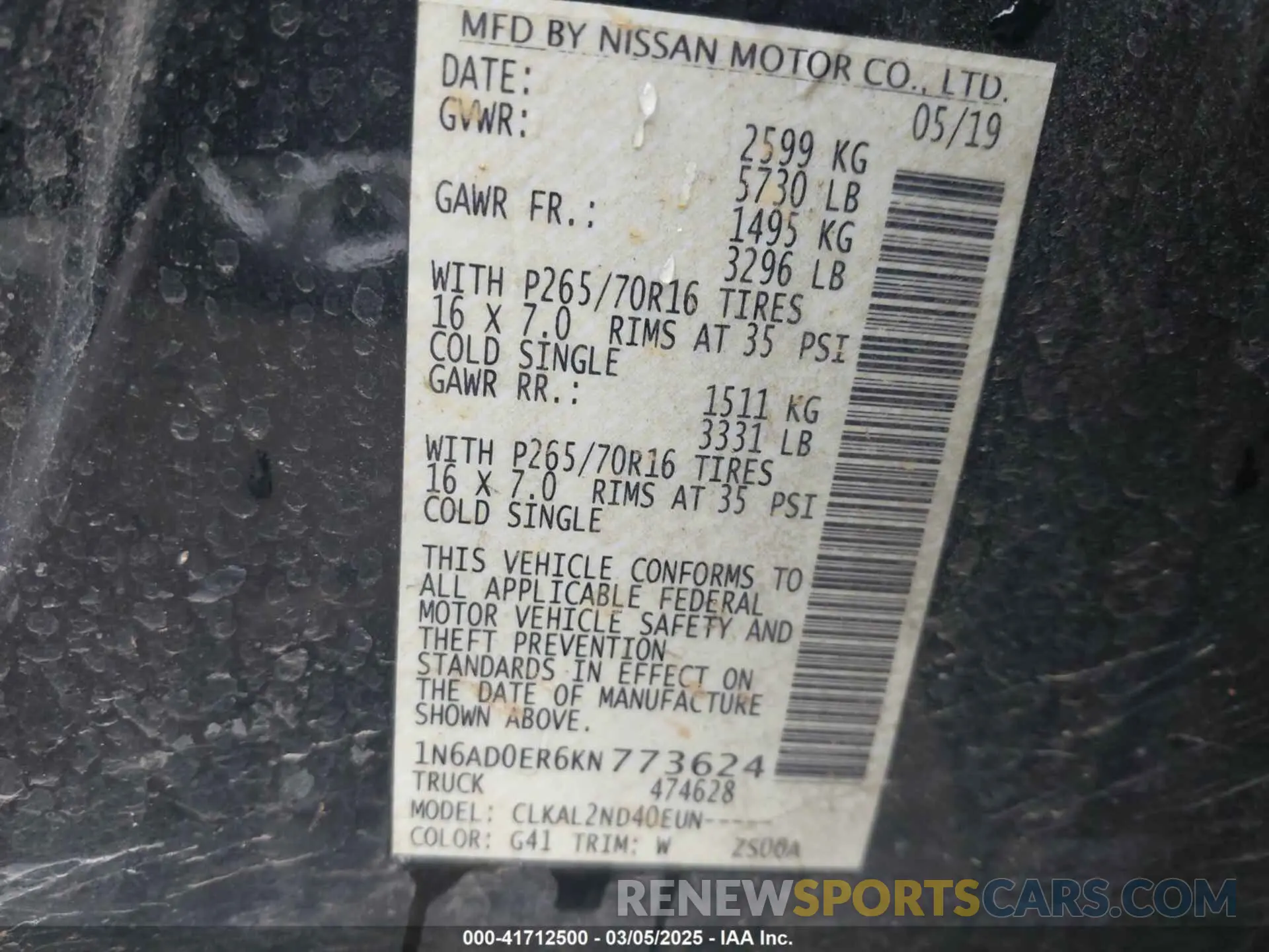 9 Photograph of a damaged car 1N6AD0ER6KN773624 NISSAN FRONTIER 2019