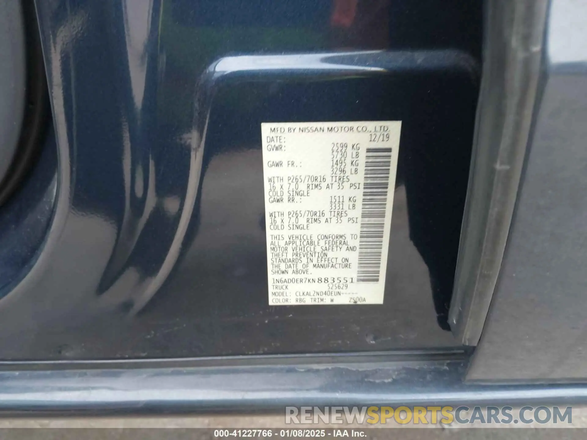 9 Photograph of a damaged car 1N6AD0ER7KN883551 NISSAN FRONTIER 2019