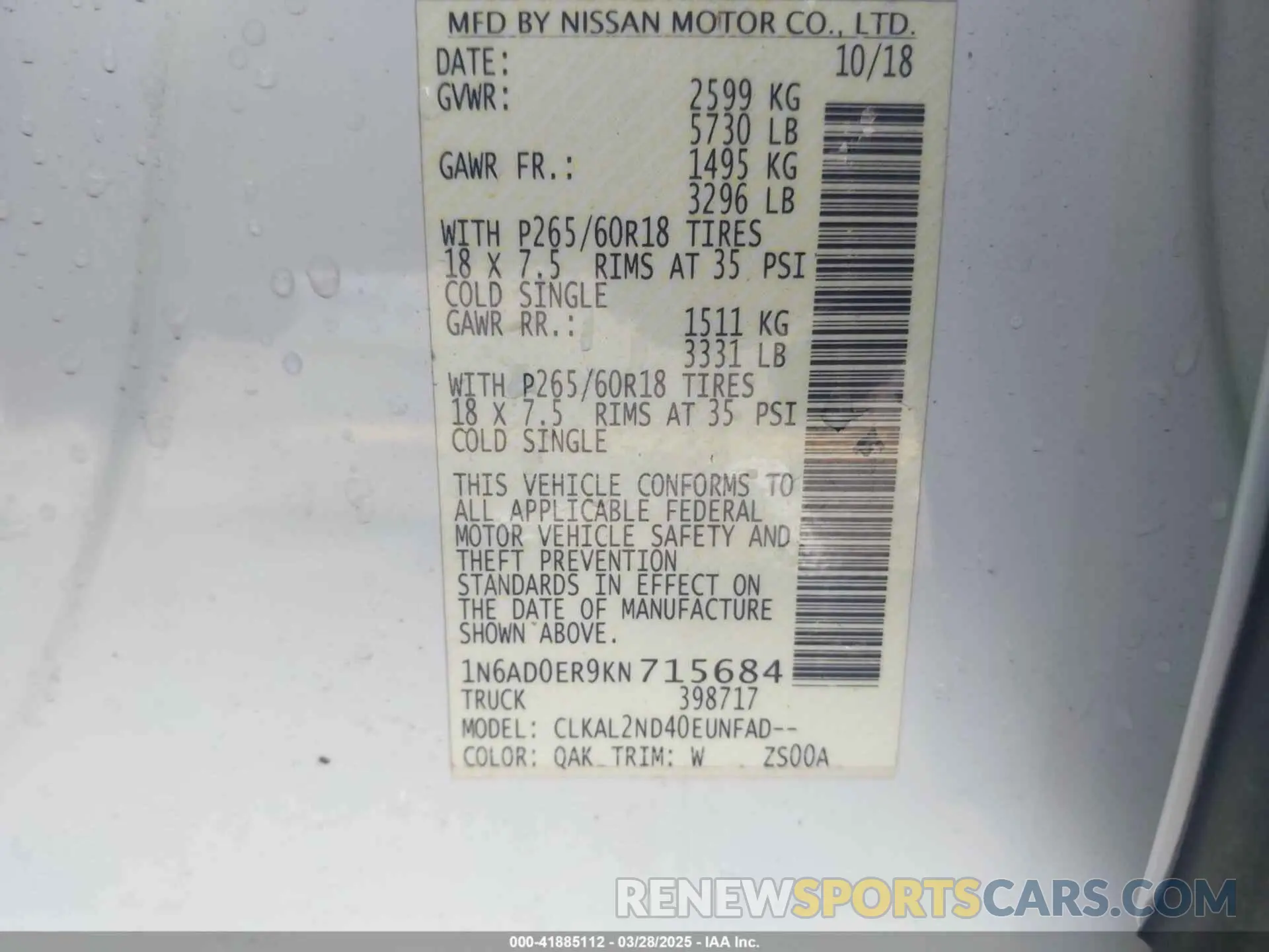 9 Photograph of a damaged car 1N6AD0ER9KN715684 NISSAN FRONTIER 2019