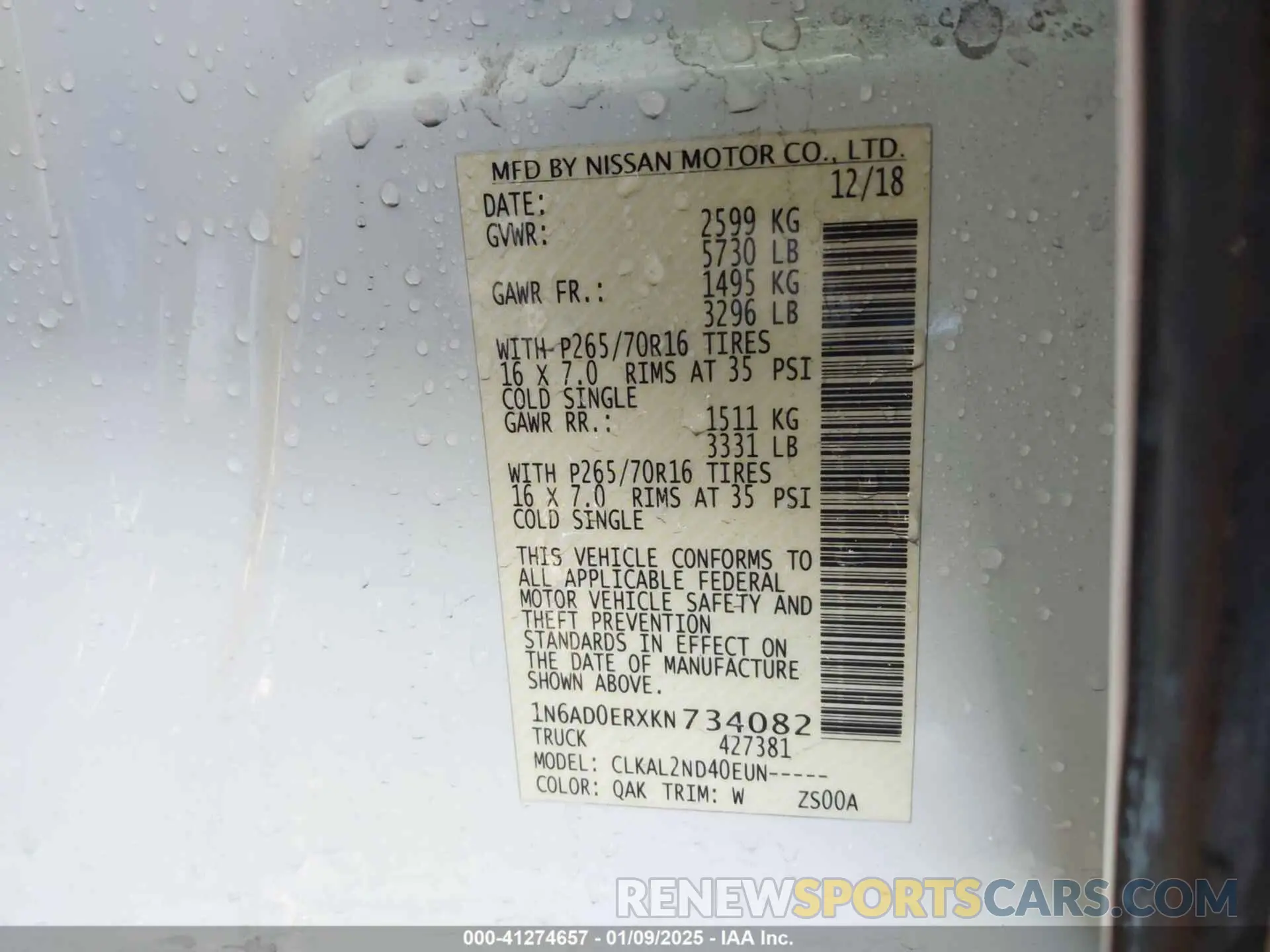9 Photograph of a damaged car 1N6AD0ERXKN734082 NISSAN FRONTIER 2019