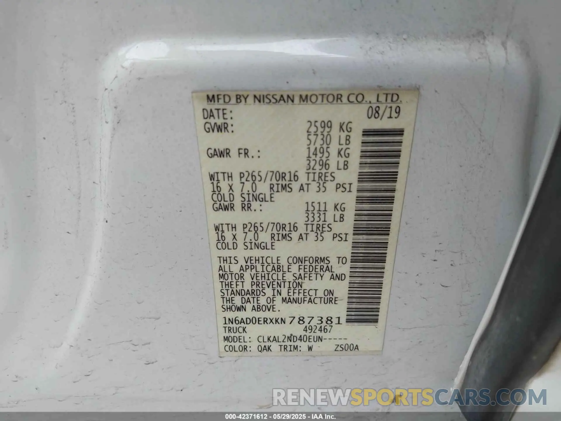 9 Photograph of a damaged car 1N6AD0ERXKN787381 NISSAN FRONTIER 2019