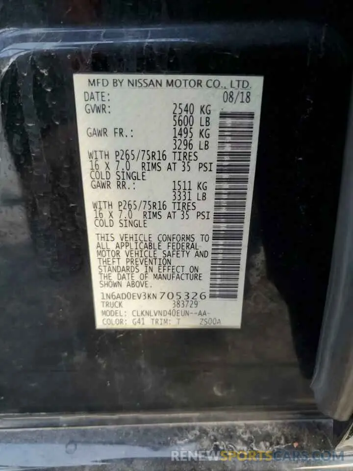 14 Photograph of a damaged car 1N6AD0EV3KN705326 NISSAN FRONTIER 2019