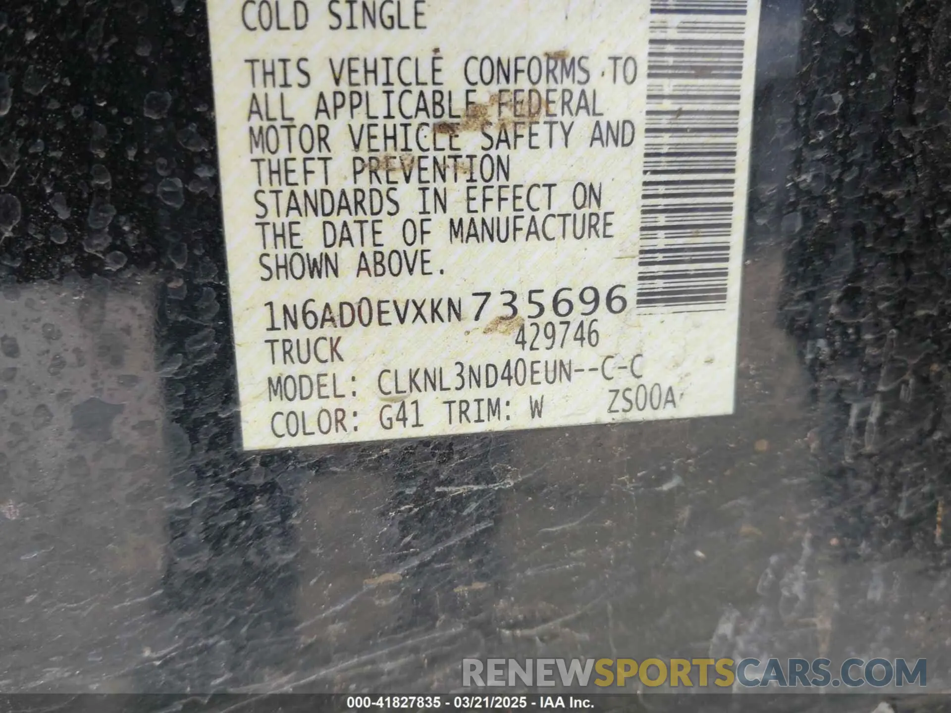9 Photograph of a damaged car 1N6AD0EVXKN735696 NISSAN FRONTIER 2019