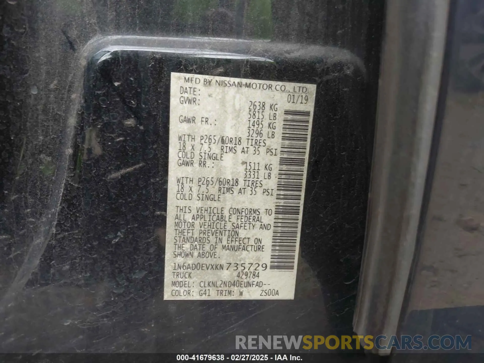 9 Photograph of a damaged car 1N6AD0EVXKN735729 NISSAN FRONTIER 2019