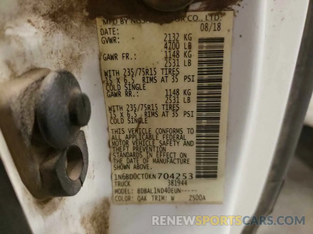 12 Photograph of a damaged car 1N6BD0CT0KN704253 NISSAN FRONTIER 2019