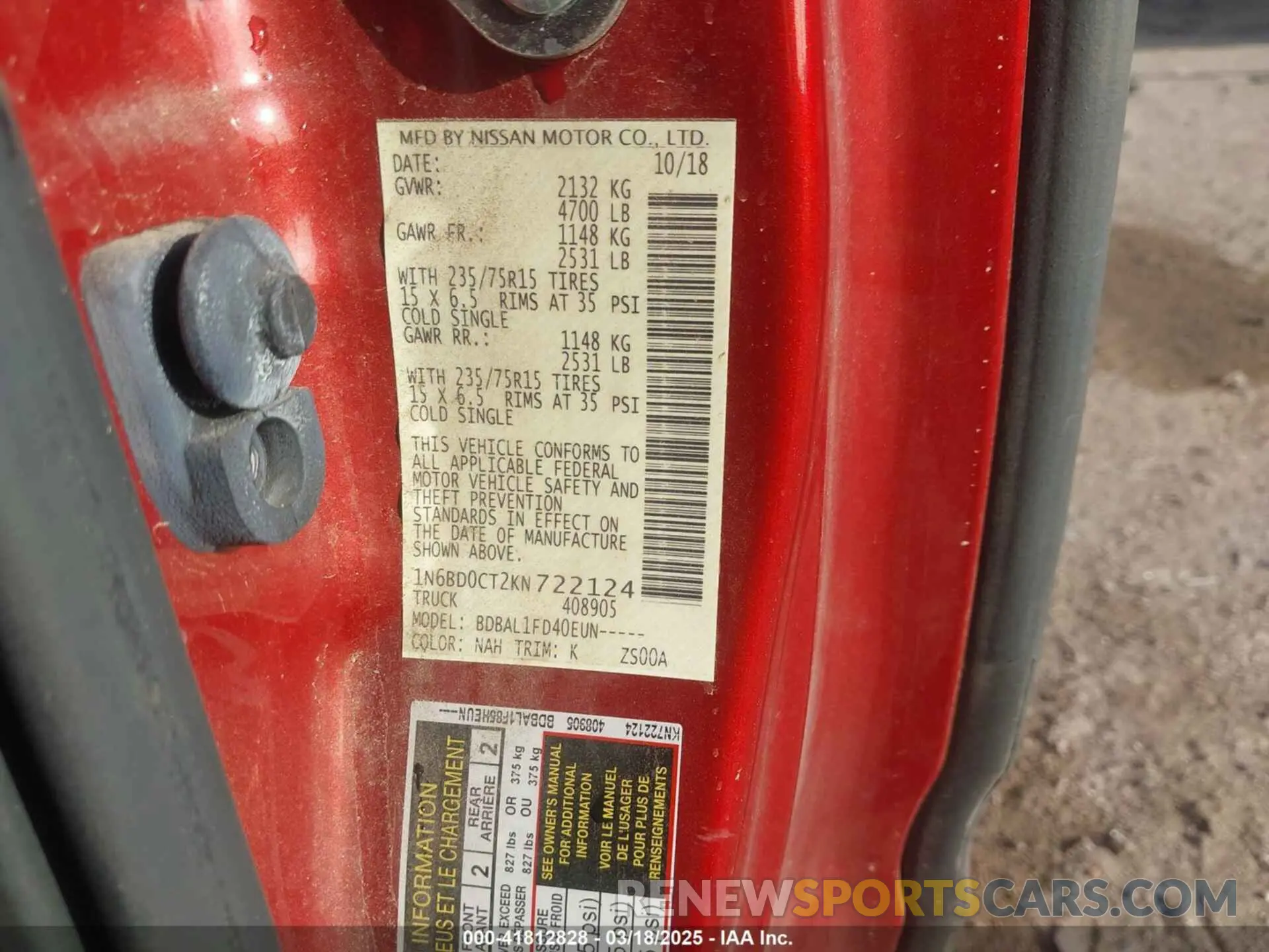 9 Photograph of a damaged car 1N6BD0CT2KN722124 NISSAN FRONTIER 2019