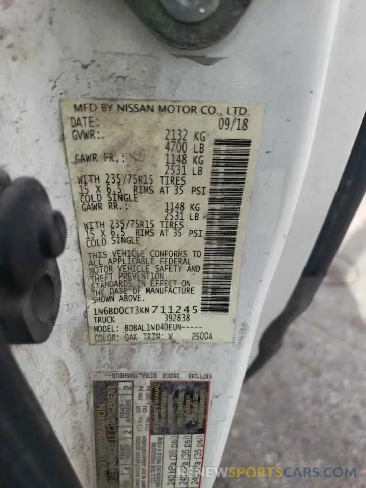 12 Photograph of a damaged car 1N6BD0CT3KN711245 NISSAN FRONTIER 2019