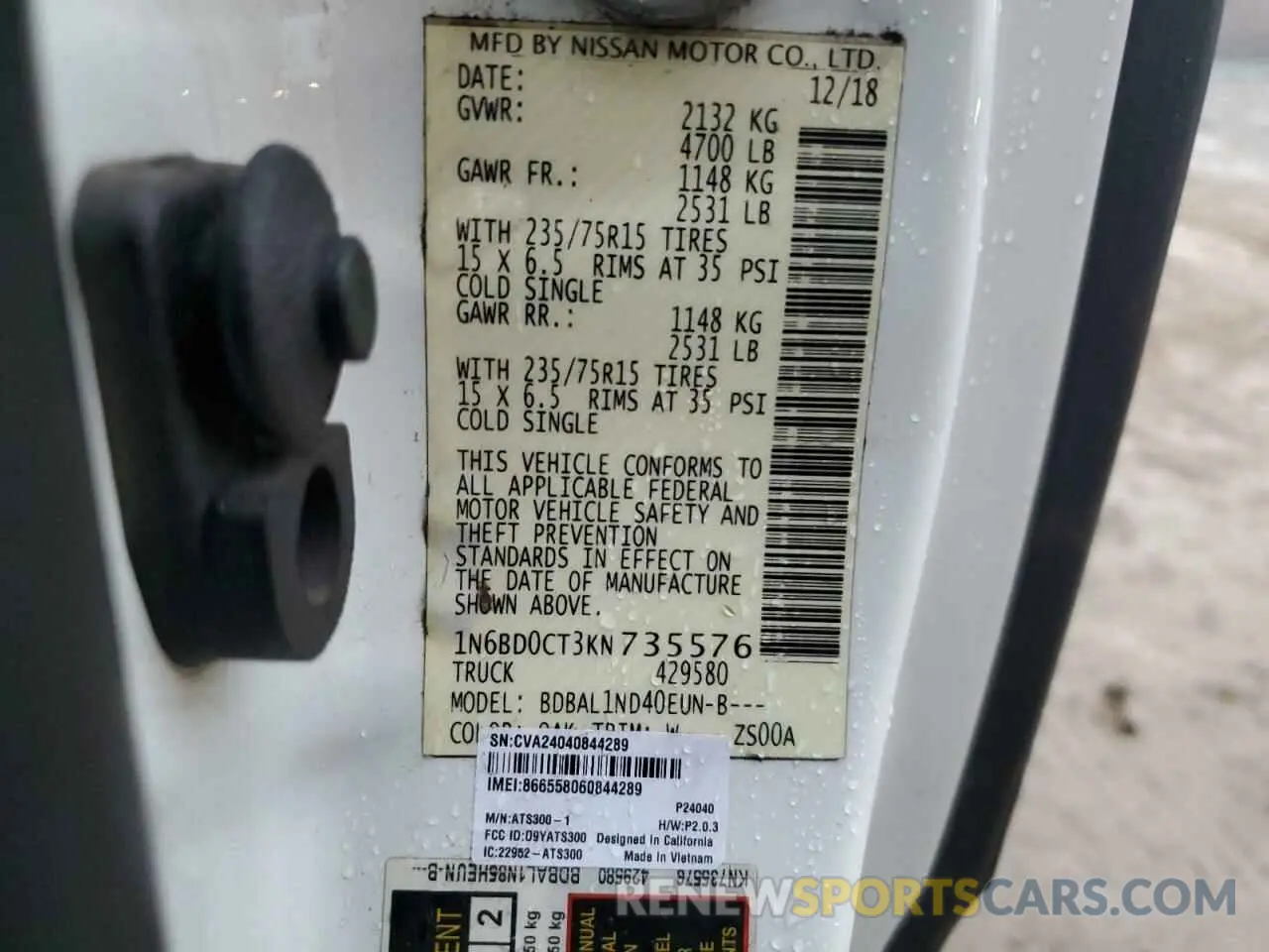 12 Photograph of a damaged car 1N6BD0CT3KN735576 NISSAN FRONTIER 2019