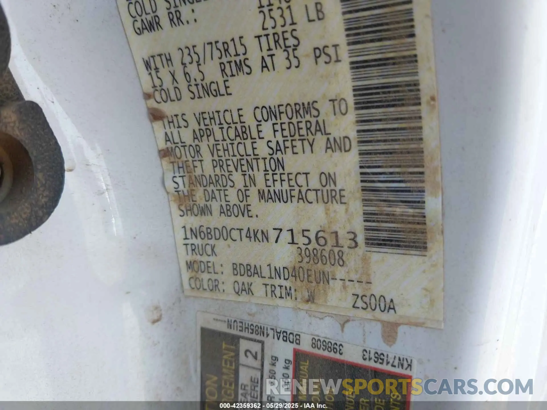 9 Photograph of a damaged car 1N6BD0CT4KN715613 NISSAN FRONTIER 2019
