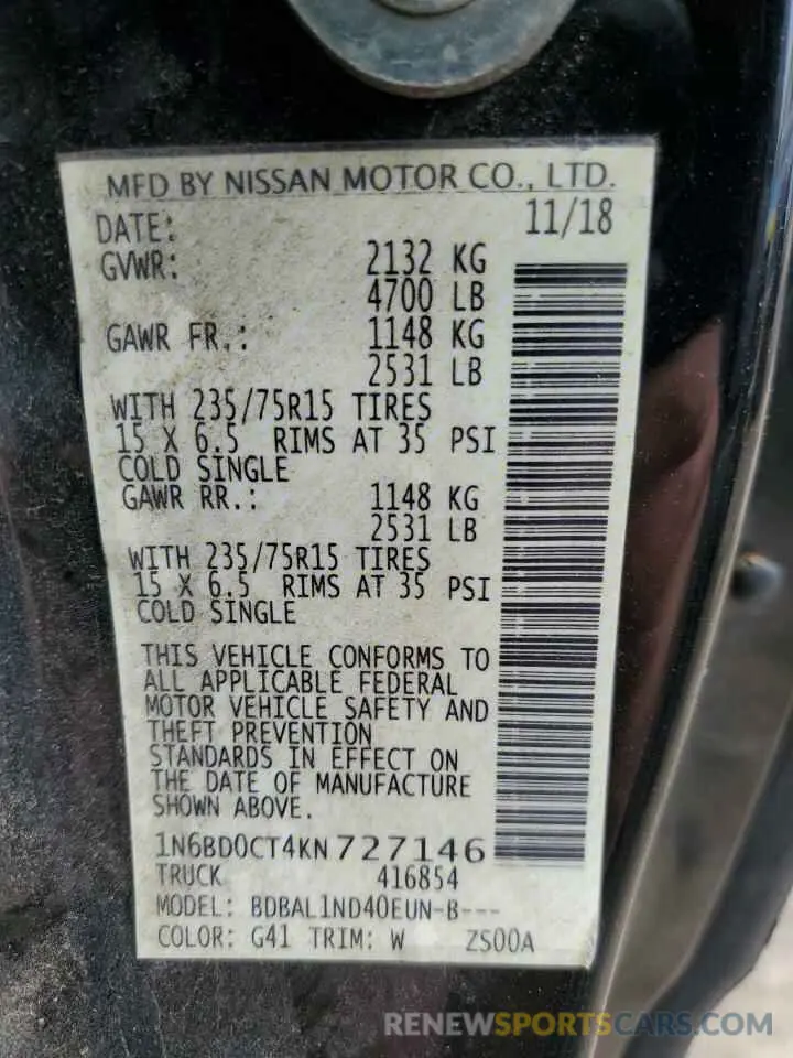 14 Photograph of a damaged car 1N6BD0CT4KN727146 NISSAN FRONTIER 2019