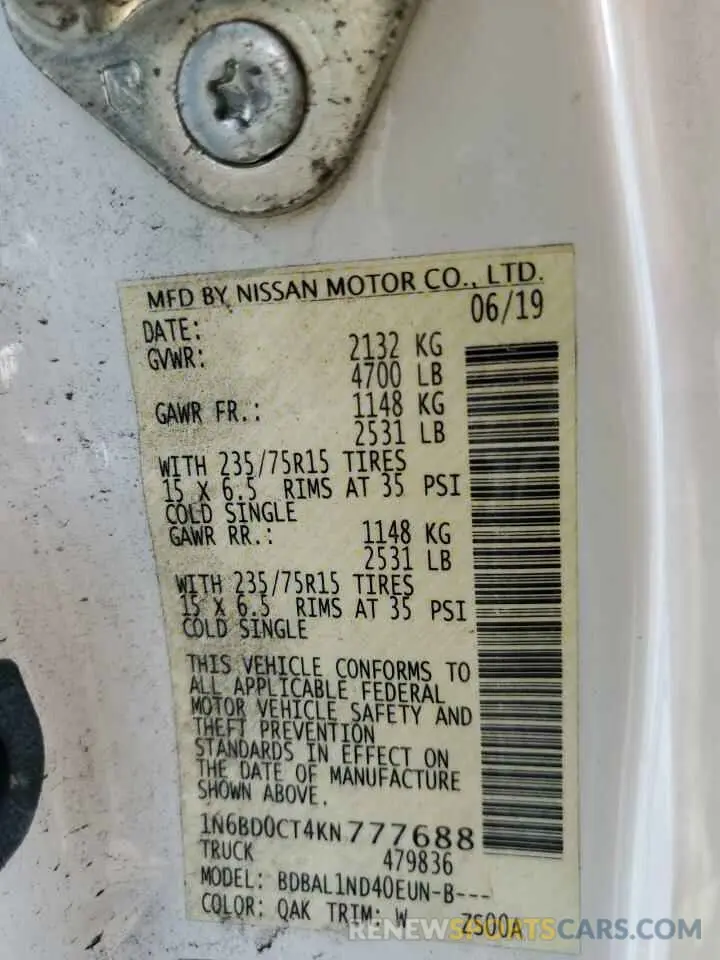 13 Photograph of a damaged car 1N6BD0CT4KN777688 NISSAN FRONTIER 2019
