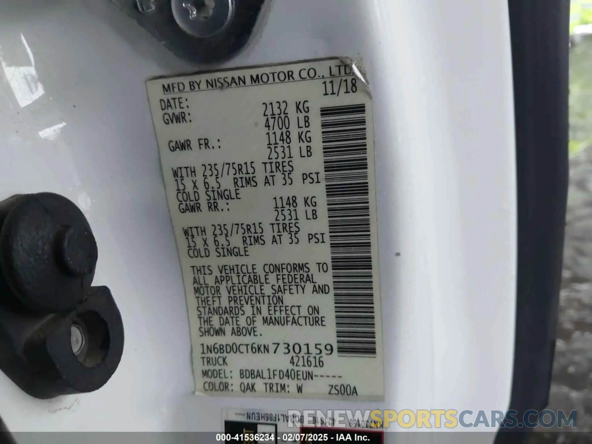 9 Photograph of a damaged car 1N6BD0CT6KN730159 NISSAN FRONTIER 2019