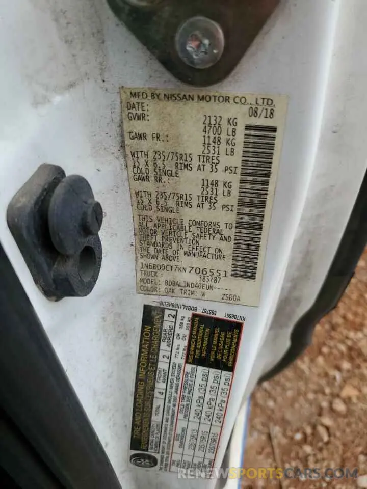12 Photograph of a damaged car 1N6BD0CT7KN706551 NISSAN FRONTIER 2019