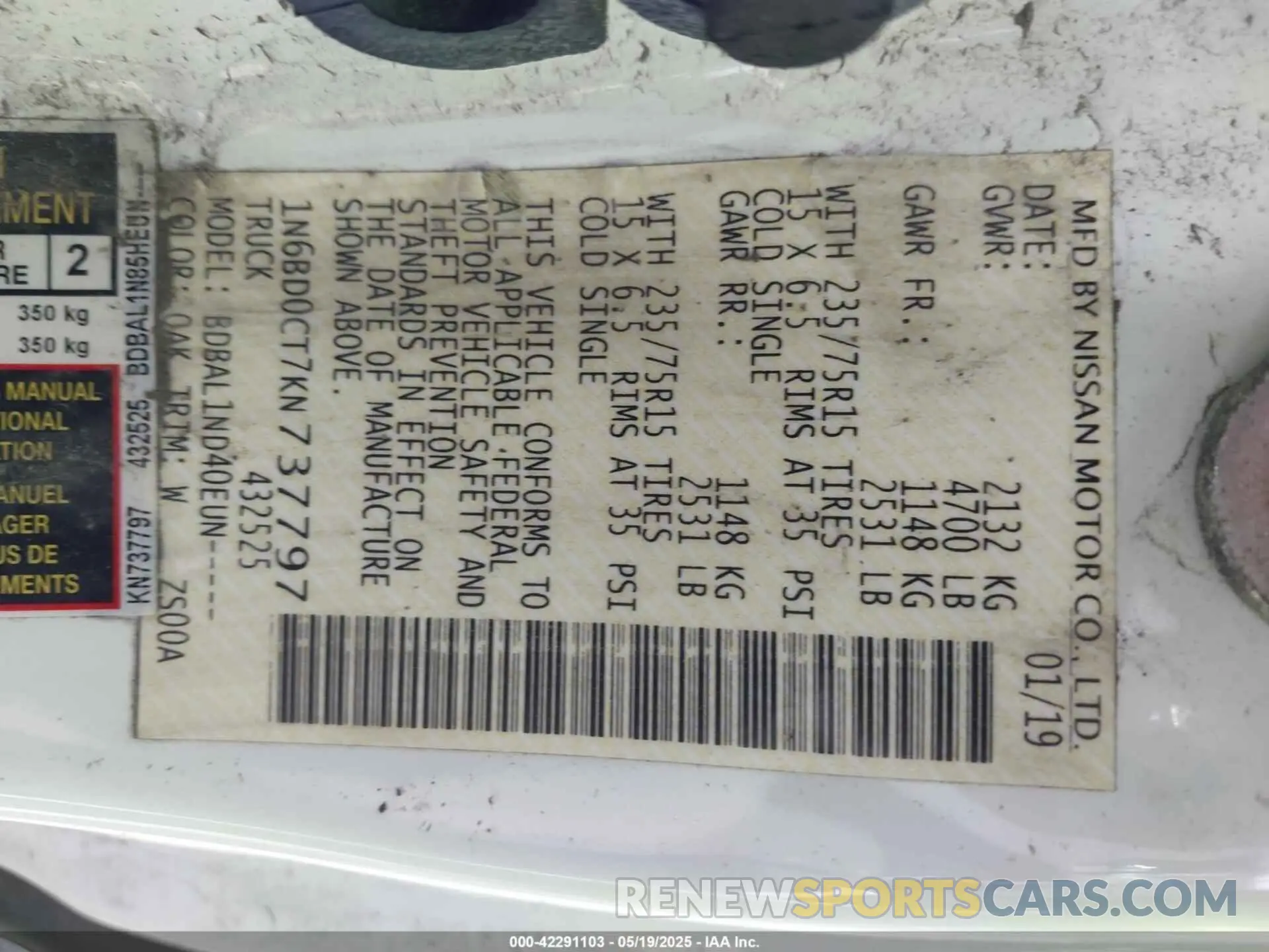 9 Photograph of a damaged car 1N6BD0CT7KN737797 NISSAN FRONTIER 2019