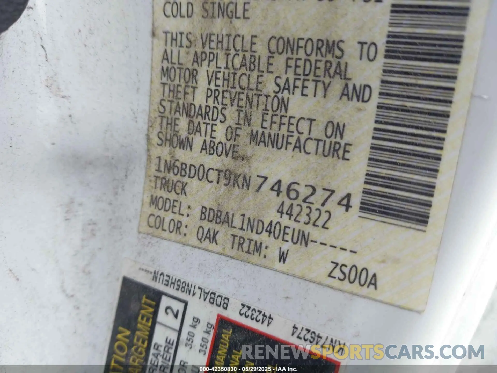 9 Photograph of a damaged car 1N6BD0CT9KN746274 NISSAN FRONTIER 2019