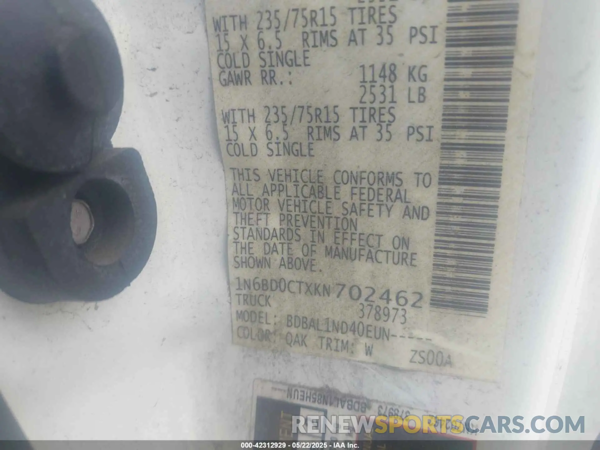 9 Photograph of a damaged car 1N6BD0CTXKN702462 NISSAN FRONTIER 2019