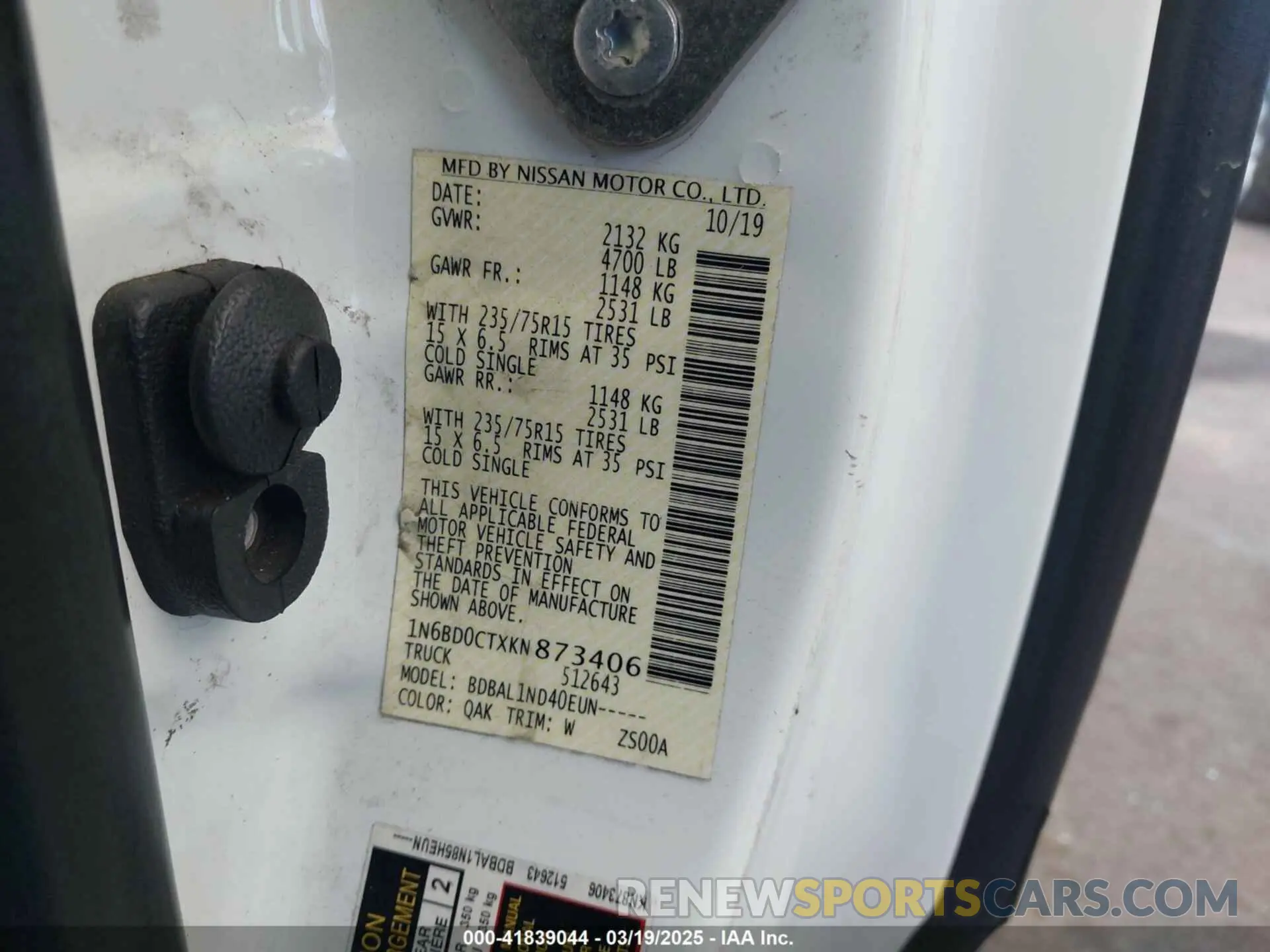 9 Photograph of a damaged car 1N6BD0CTXKN873406 NISSAN FRONTIER 2019