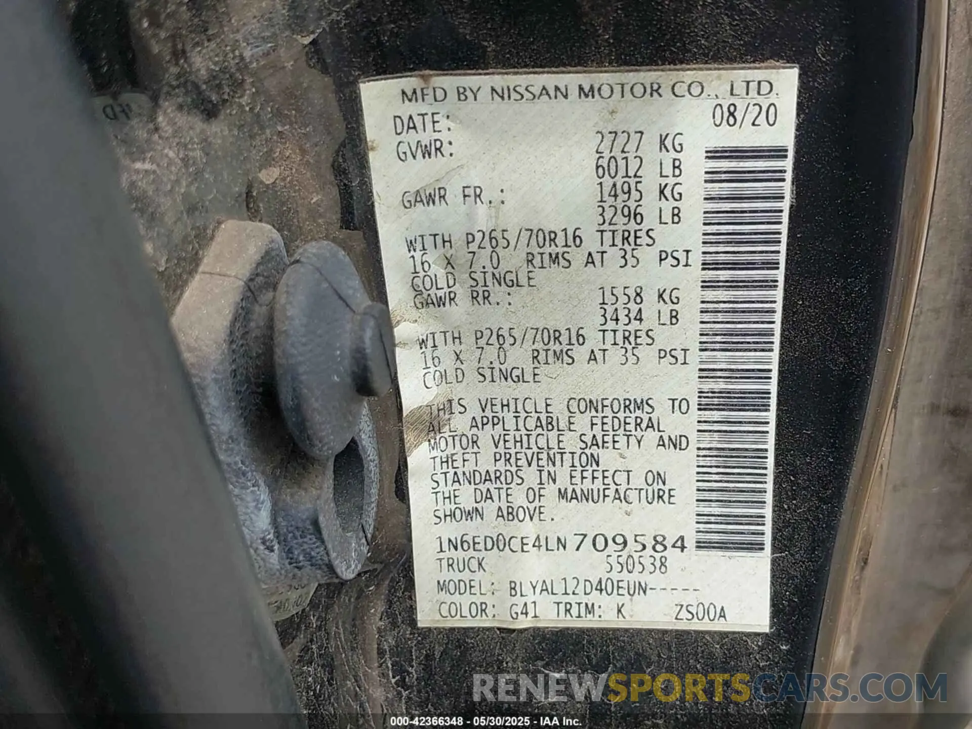 9 Photograph of a damaged car 1N6ED0CE4LN709584 NISSAN FRONTIER 2020