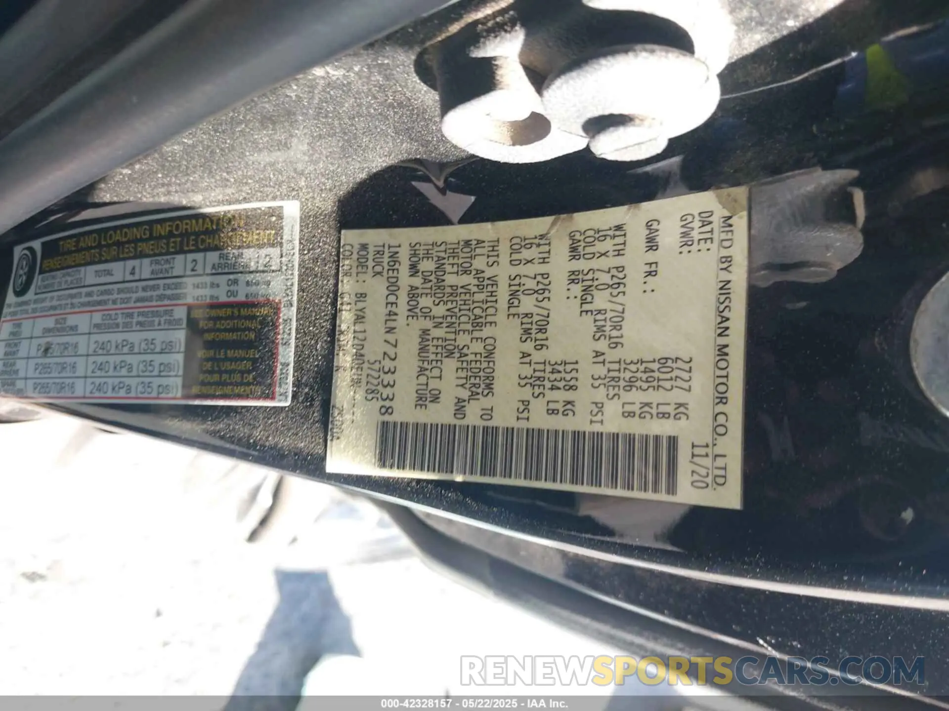 9 Photograph of a damaged car 1N6ED0CE4LN723338 NISSAN FRONTIER 2020