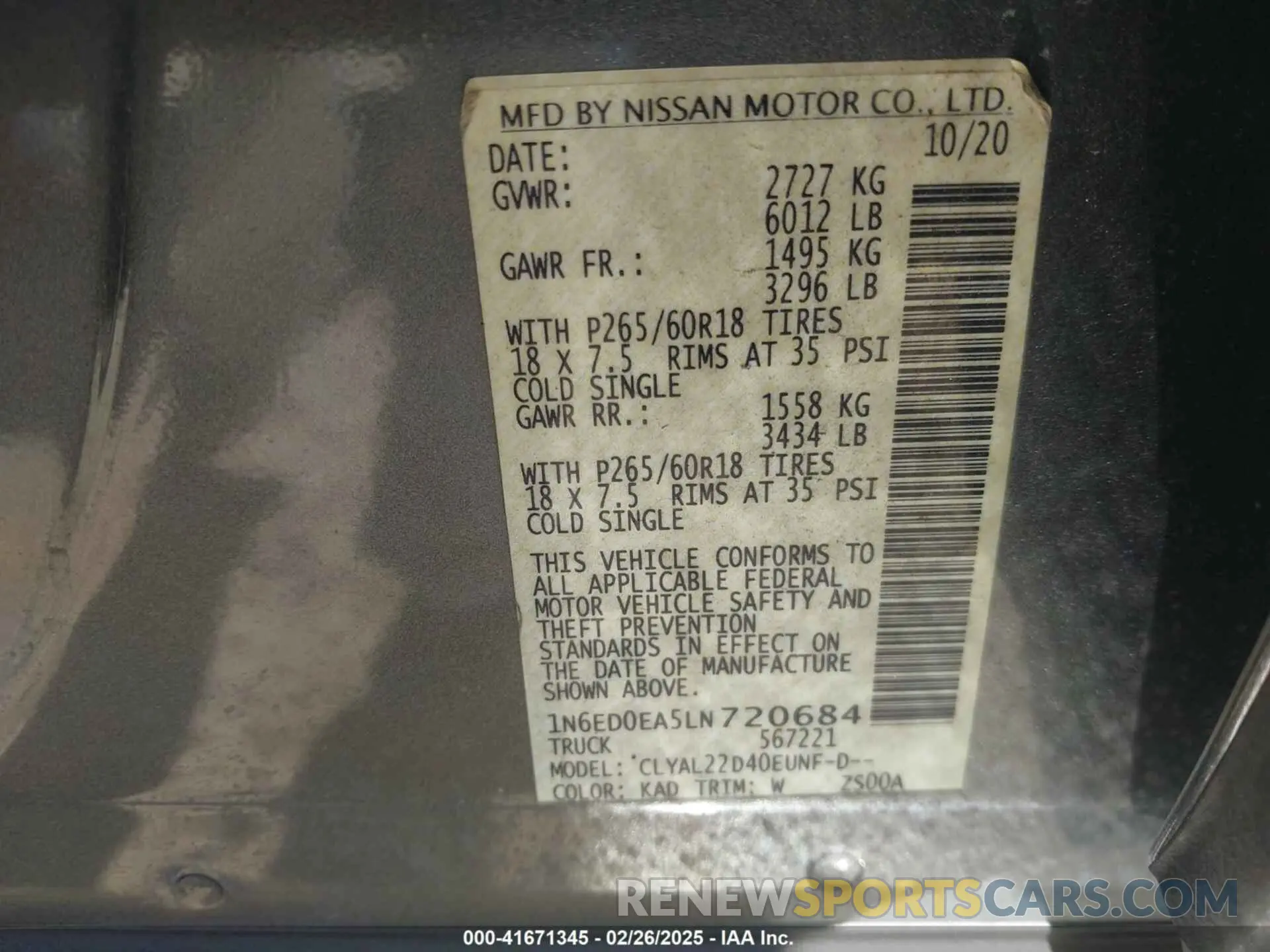 9 Photograph of a damaged car 1N6ED0EA5LN720684 NISSAN FRONTIER 2020