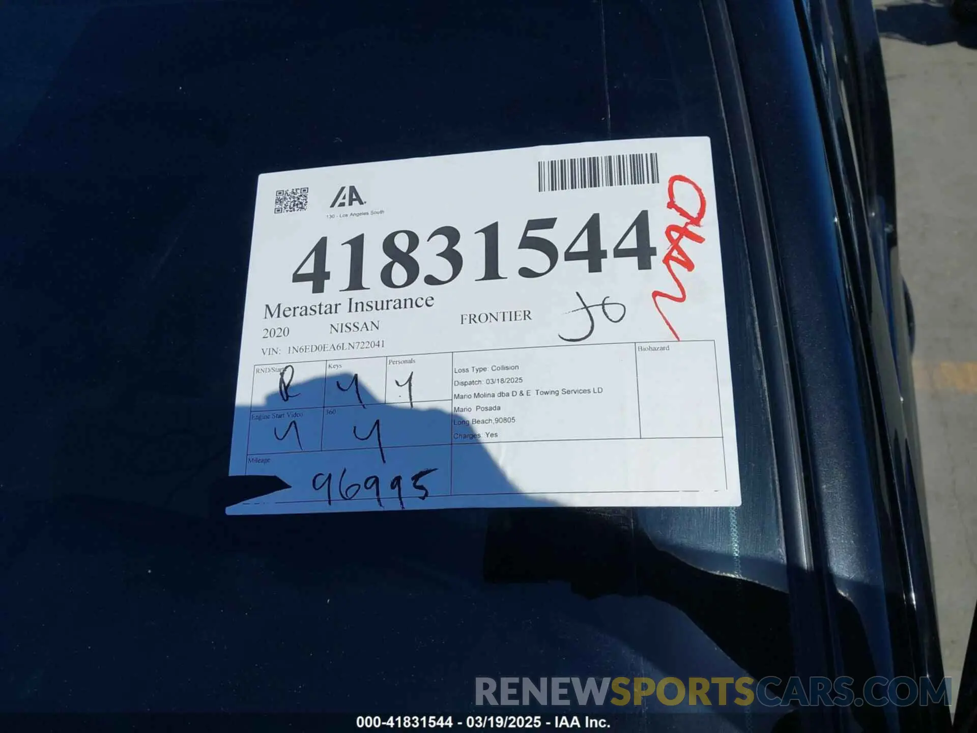 17 Photograph of a damaged car 1N6ED0EA6LN722041 NISSAN FRONTIER 2020