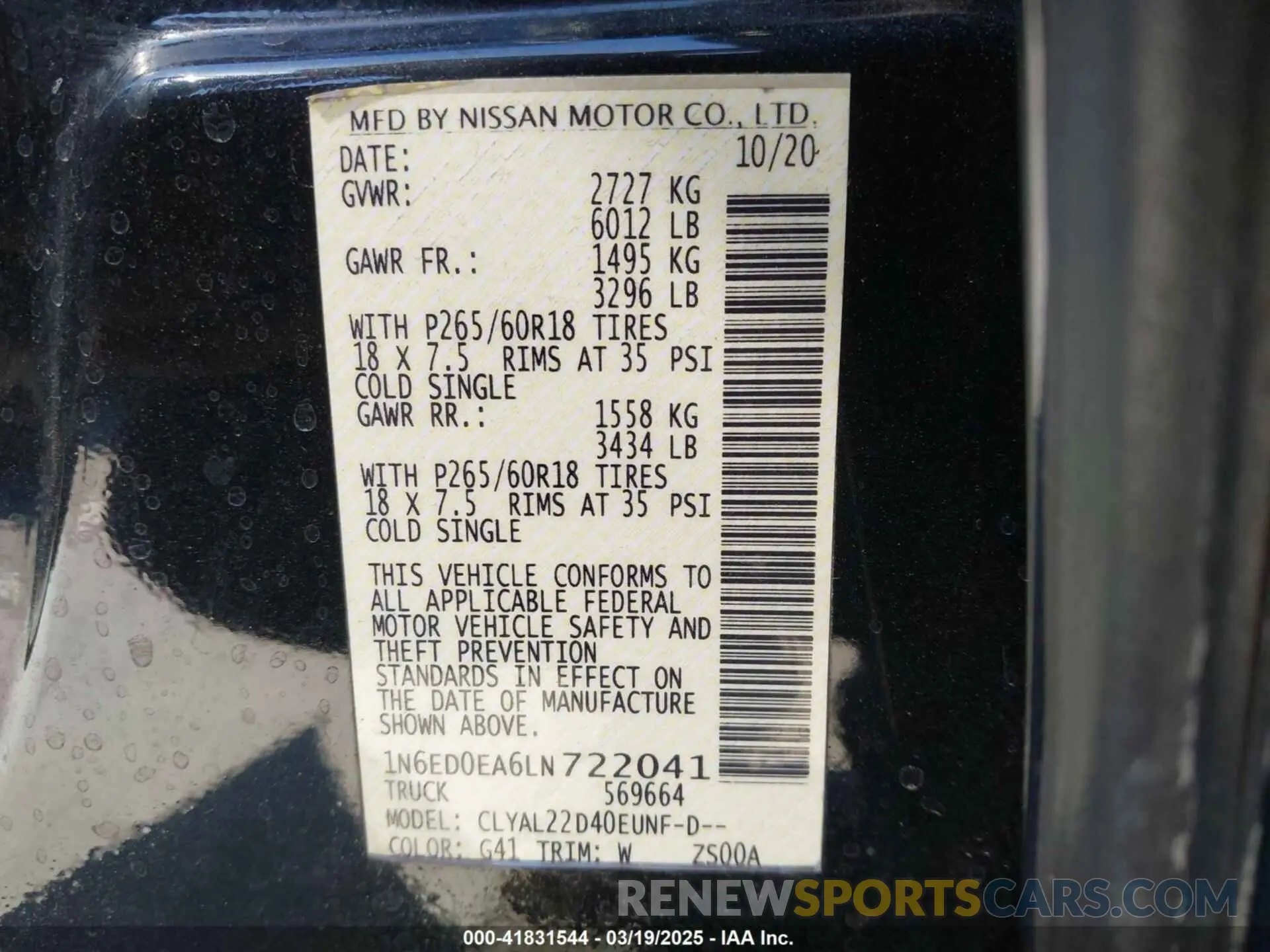9 Photograph of a damaged car 1N6ED0EA6LN722041 NISSAN FRONTIER 2020