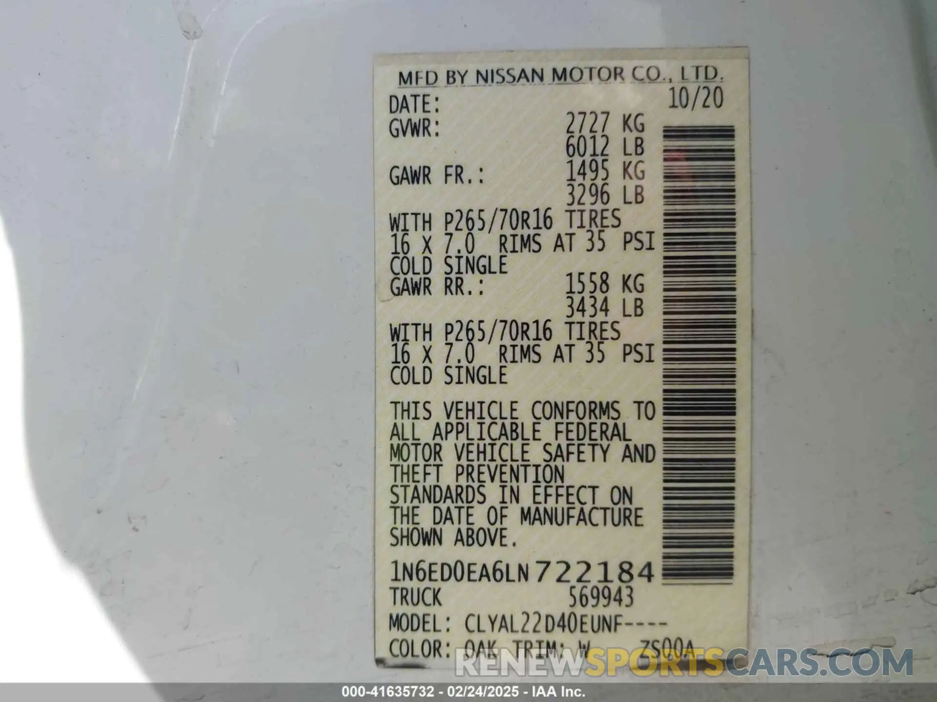 9 Photograph of a damaged car 1N6ED0EA6LN722184 NISSAN FRONTIER 2020